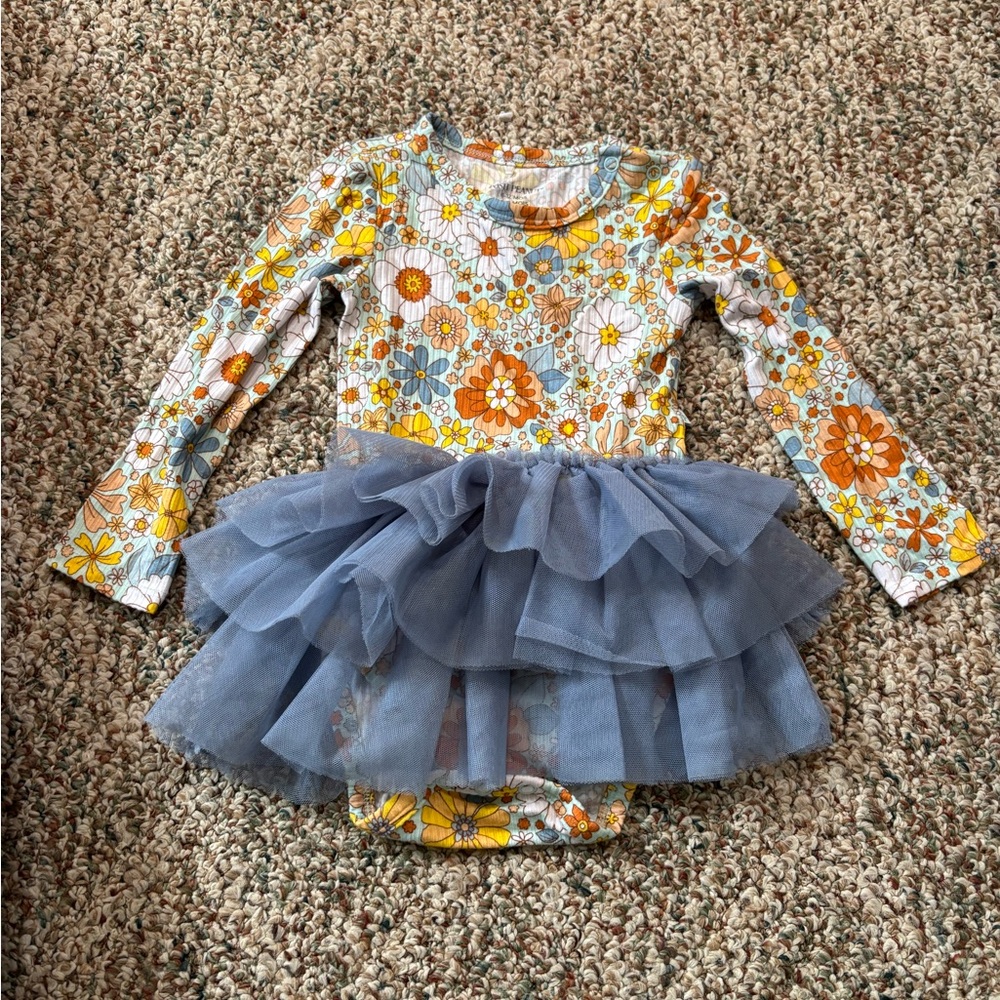 Posh Peanut Floral Bodysuit Twirl Dress Bamboo
